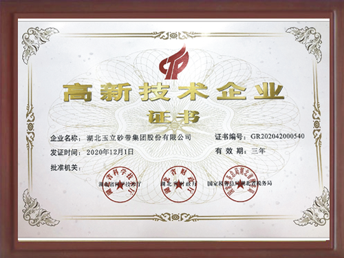 2020年荣获高新技术企业证书